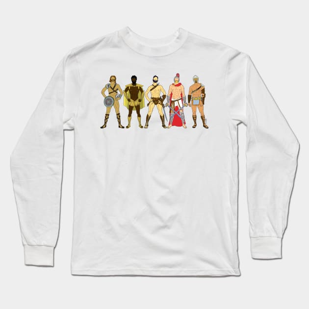 5 Gladiators and Warriors Long Sleeve T-Shirt by notsniwart